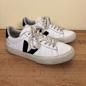 VEJA Campo Sneakers White/Black Women Size 7 Low-Top Casual Sporty Comfort